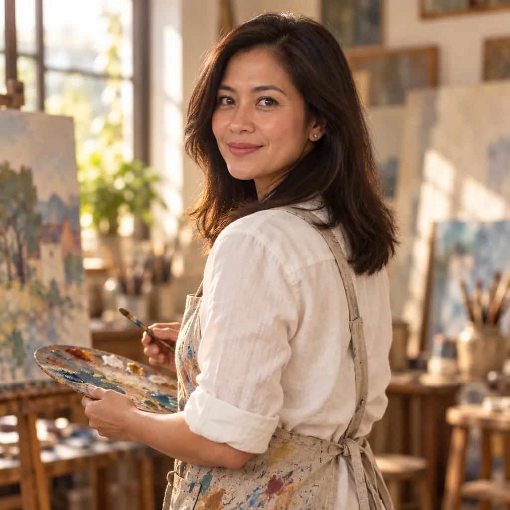 Painter in studio