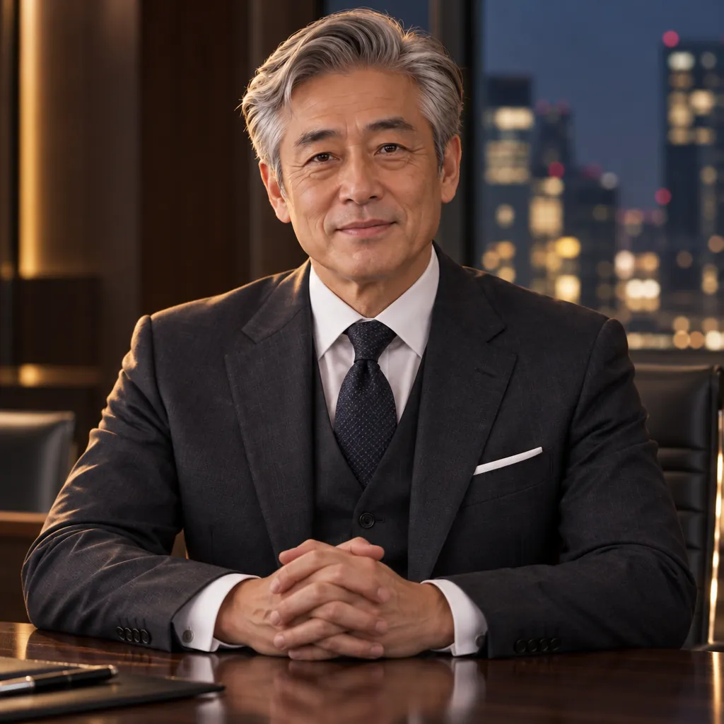 Boardroom charcoal headshot, At the table pose