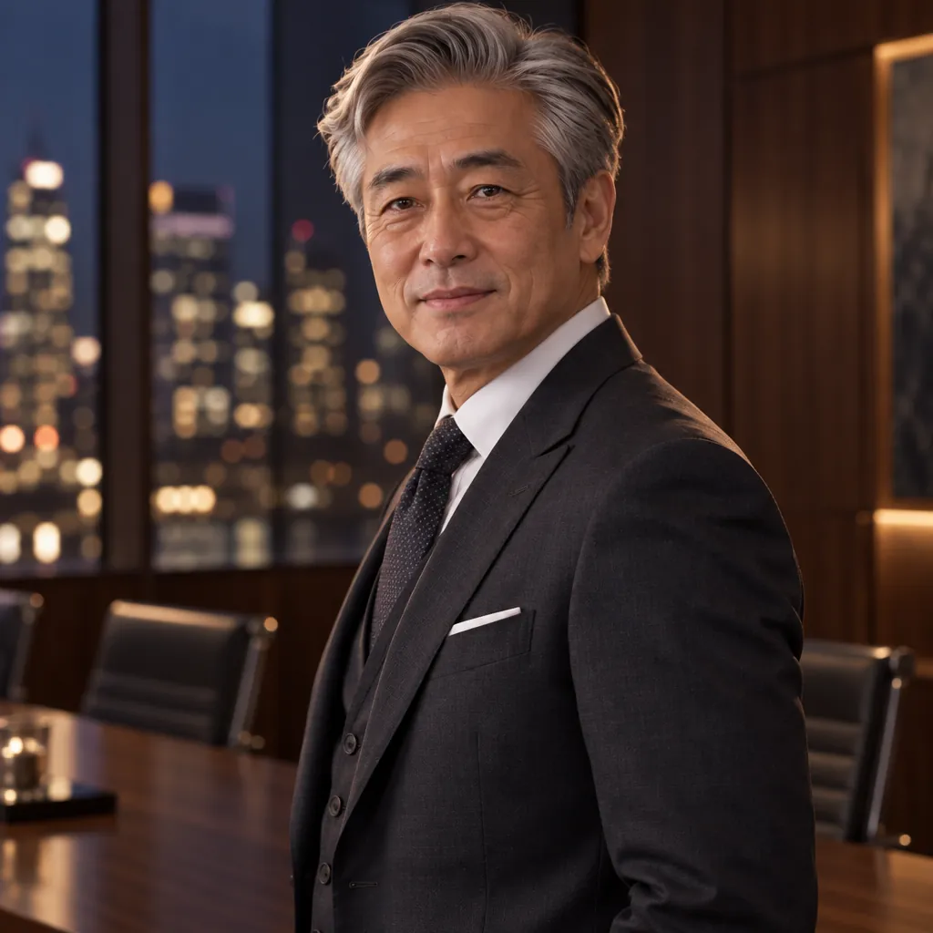 Boardroom charcoal headshot, Window turn pose