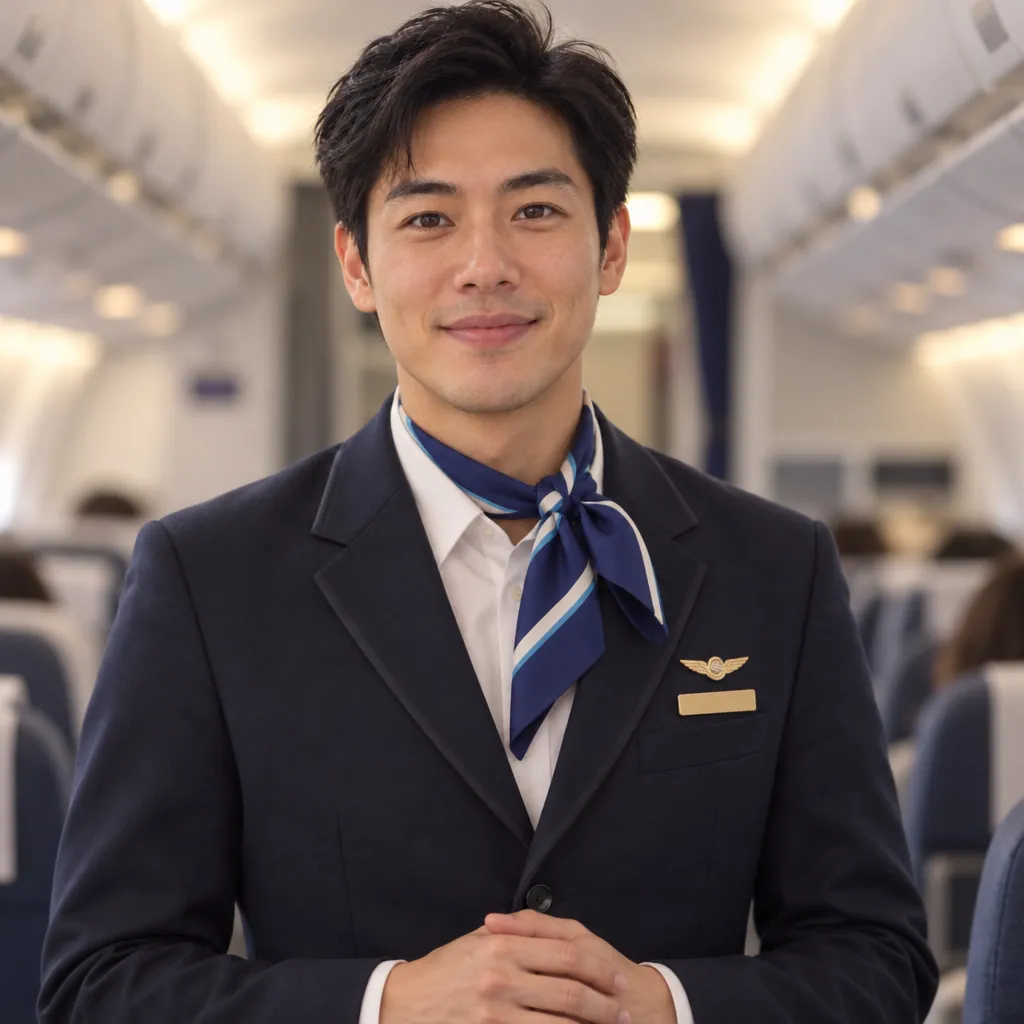 Cabin crew headshot, Hands clasped pose