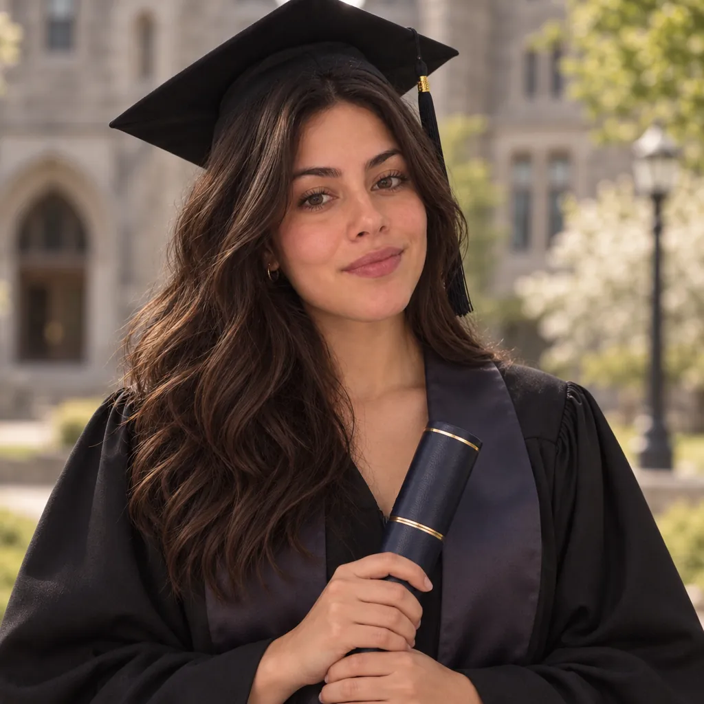 Graduation headshot, Diploma in hands pose