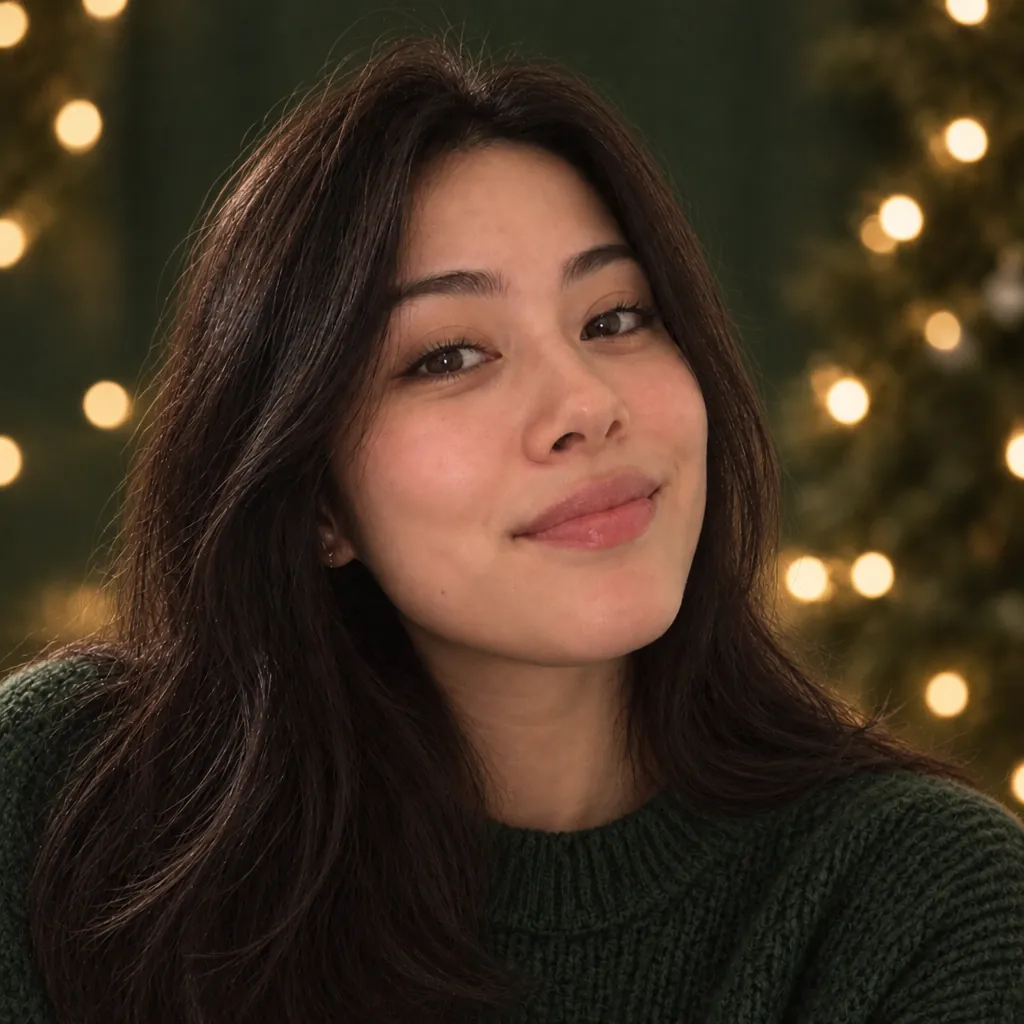 Holiday green headshot, Soft smile pose