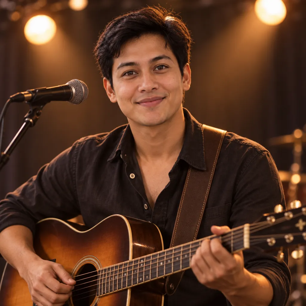 Musician on stage headshot, Arms crossed pose
