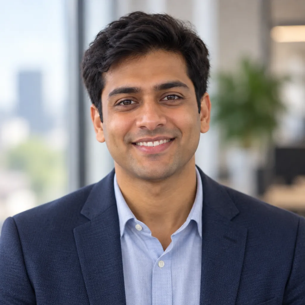Office candid headshot, Warm smile pose