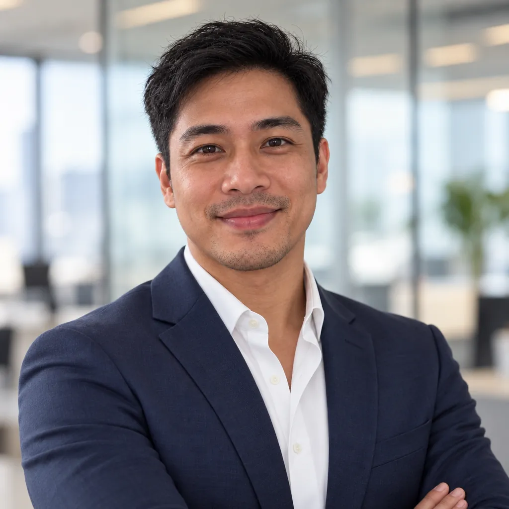 Sales open collar headshot, Arms crossed pose
