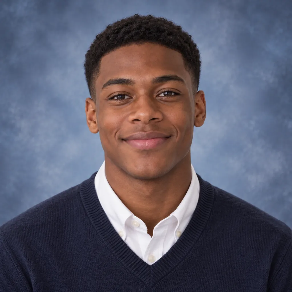 Yearbook classic headshot, Serene look pose
